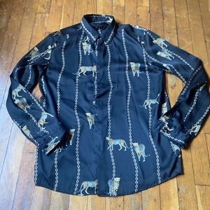 Mens Leopard Cheetah Zara Button Up